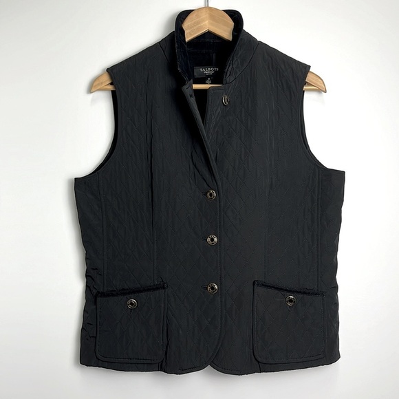 Talbots Quilted Vest Lightweight Equestrian Black Sz M - Picture 7 of 17